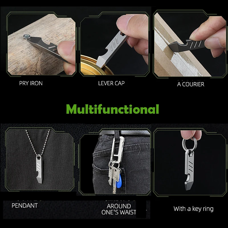 TC4 Titanium Alloy Crowbar Bottle Opener Hexagon Wrench EDC Outdoor Survival Self Defense Tools Multifunction Camping Gear Gift