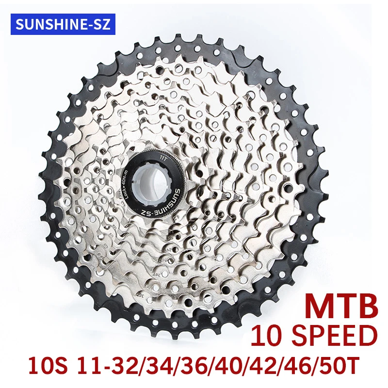 

SUNSHINE 10-скоростная кассета для горных велосипедов K7 10V Freewheel HG 32/34/36/40/42/46/50T велосипедная звездочка для Shimano DEORE SRAM аксессуары для велосипеда