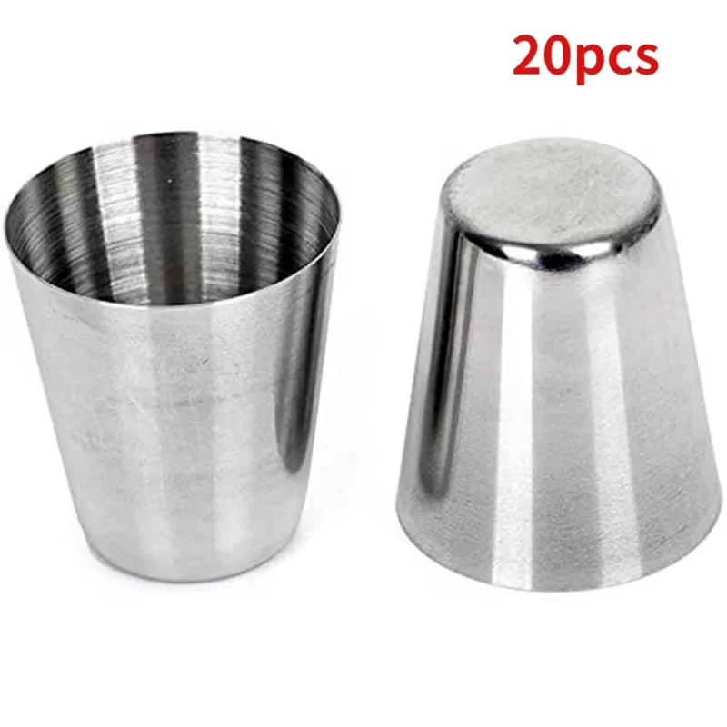 20pcs 30 Ml Stainless Steel Wine Glasses Outdoor Camping Coffee Tea Cup Silver Cup Rugged Metal Shooter Suitable