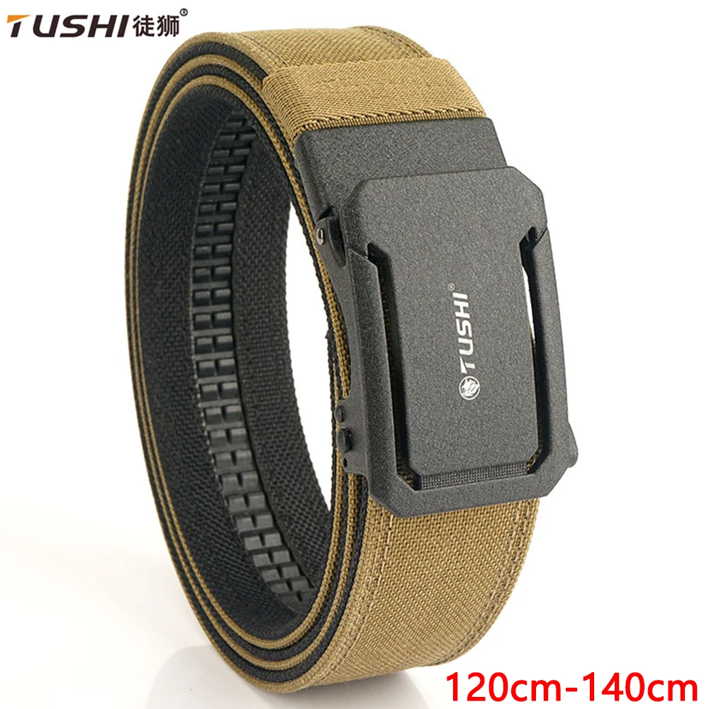 

TUSHI New Men's Military Pistol Gun Belt Metal Automatic Buckle Sturdy Nylon Tactical Outdoor Belt IPSC Casual Waistband Male