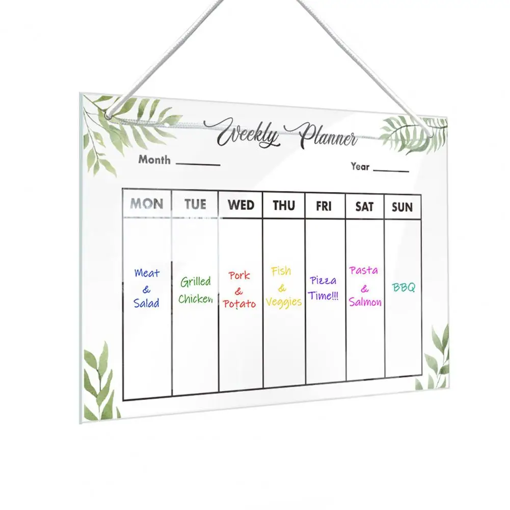 Residue-free Whiteboard Reusable Fridge Weekly Planner Whiteboard Acrylic Message Board with Pens for Refrigerator for Home