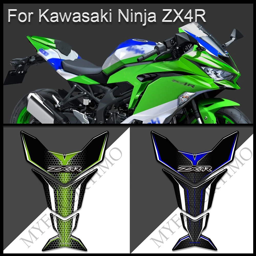 Motorcycle 3D Stickers For Kawasaki Ninja ZX-4R 400 ZX4R ZX 4R Decals Protection Tank Pad Gas Fuel Oil Kit Knee Fish Bone