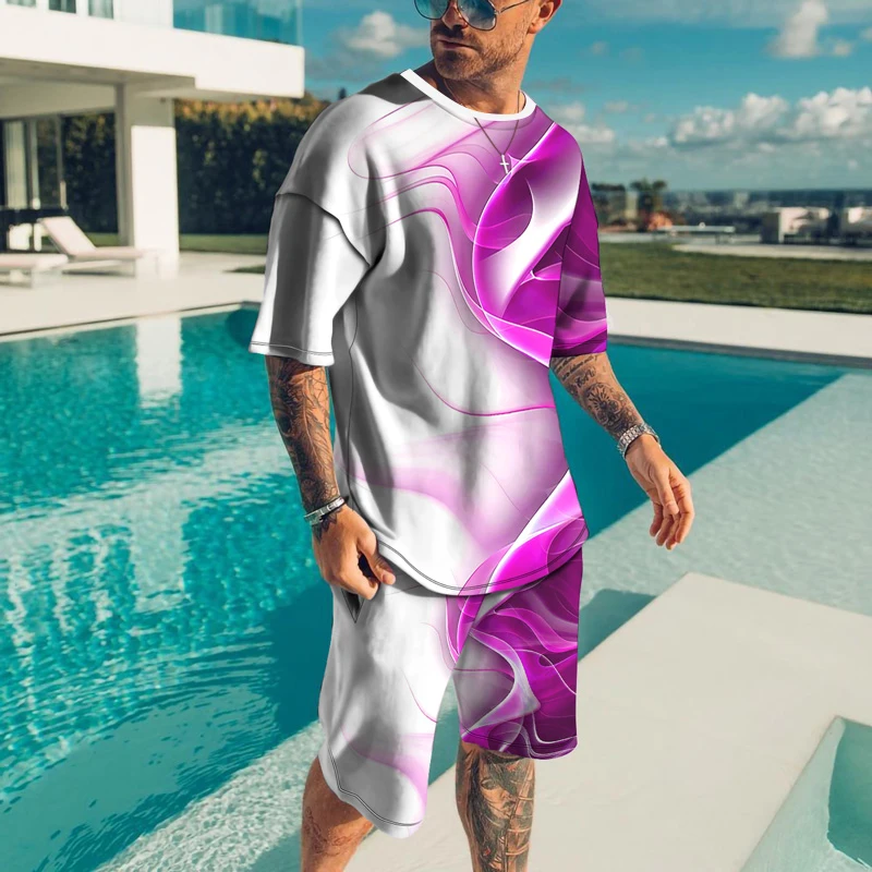 Summer Men's Suit Short Sleeve T-Shirt Suit Print Pattern 3D Sportswear Casual Oversized Top Shorts Breathable Sportswea 2023