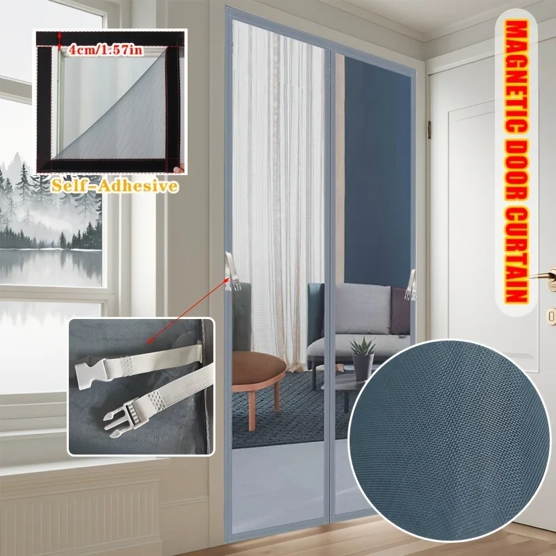 Magnetic Door Screen Mosquito Net Curtain Fly Insect Automatic Closing Invisible Mesh for Kitchen Indoor Living Room