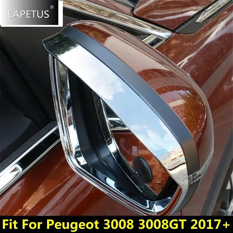 

Car Rearview Mirror Rain Eyebrow Deflector Blades Rear View Back Mirror Cover Trim For Peugeot 3008 3008GT 2017 - 2023 Chrome