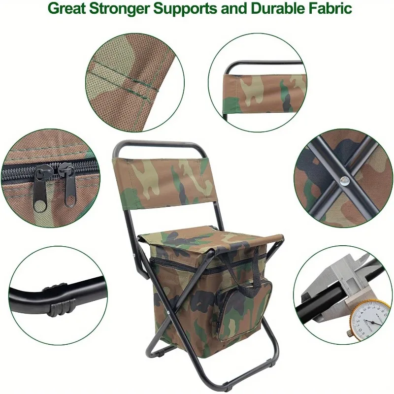 Foldable Camping Chair folding chair retractable stool 1PC with Cooler Bag for Fishing