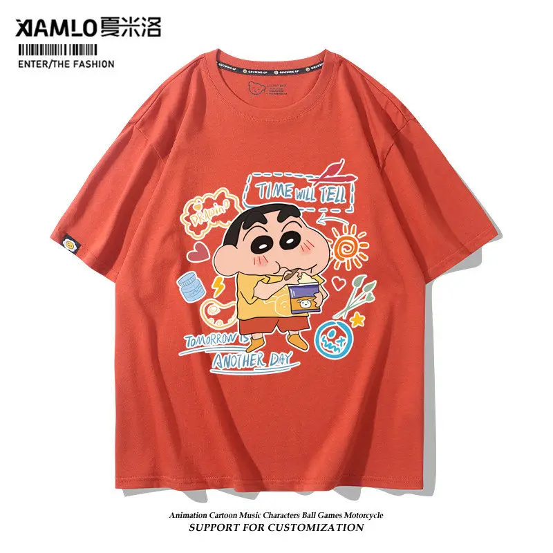 

Kawaii Мультфильм Crayon Shin-Chan футболка аниме Shin-Chan летняя оверсайз Повседневная футболка мягкие и удобные креативные подарки для девушек