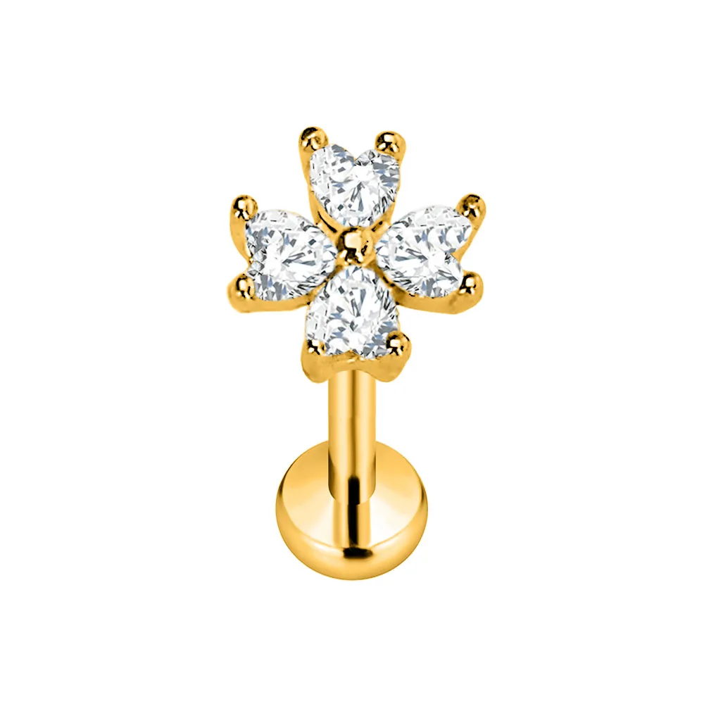 ASTM F136 G23 Titan Blütenblätter Stern Herz Schmetterling Threadless Piercing Pin Push-in Labret Daith Conch Ohrring 16G 18G 20G – Detail 13