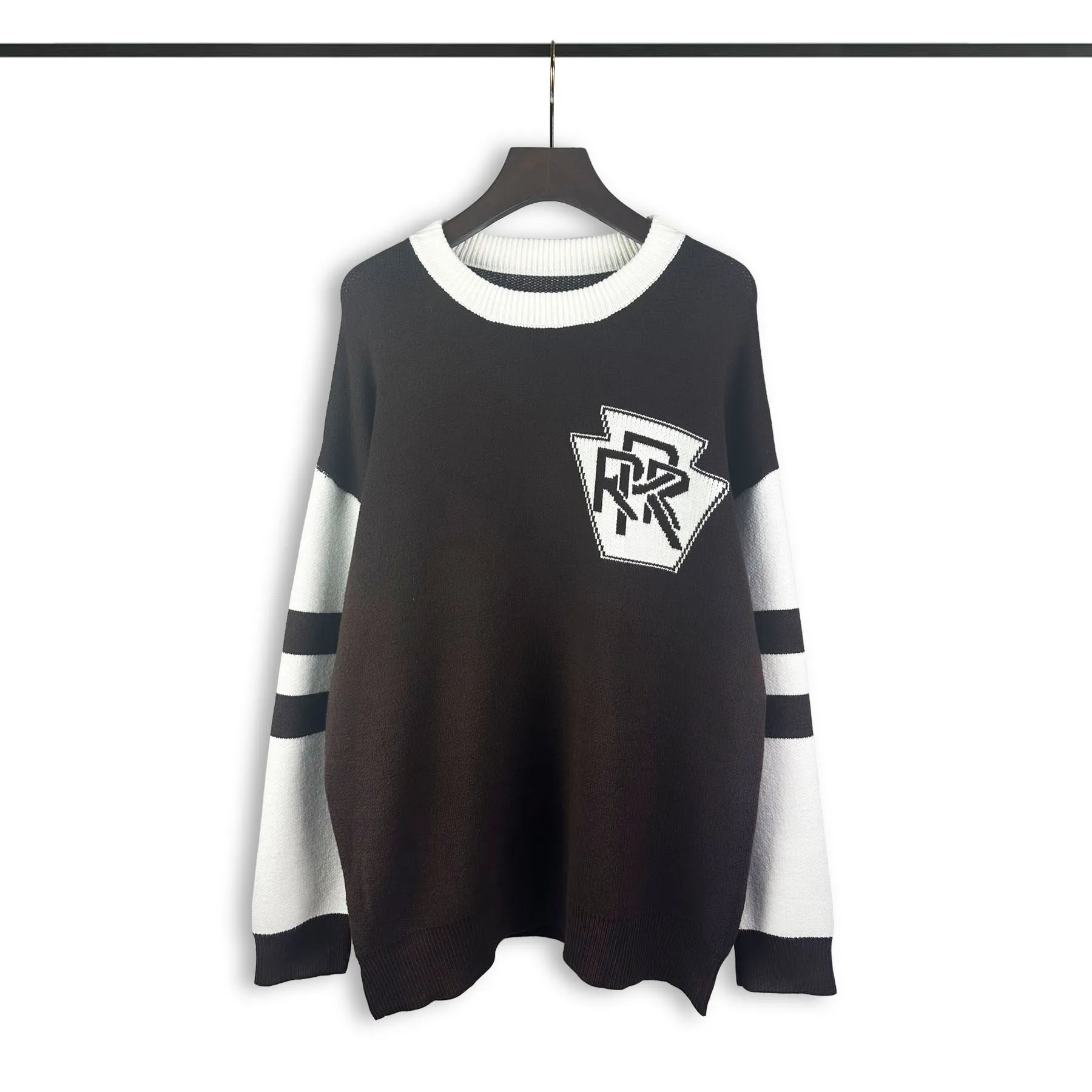 

Winter Brown 02 Letter Jacquard Sweater Men Women 1:1 Best Quality Color Block Knit Sweatshirts Oversized Pullover