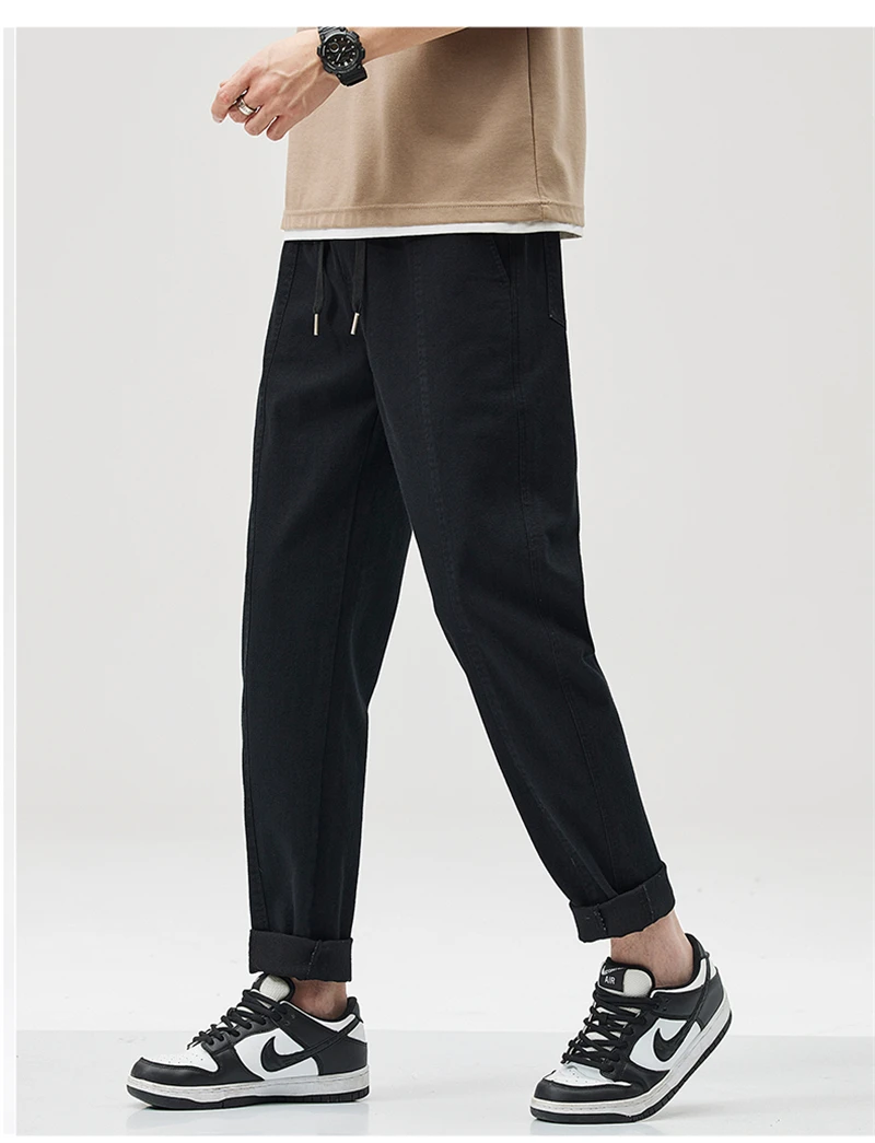 Harajuku Street Youth Fashion Harem Pants 2024 Spring Summer New Elastic Waist Slim Small Straight Casual Cargo Trousers