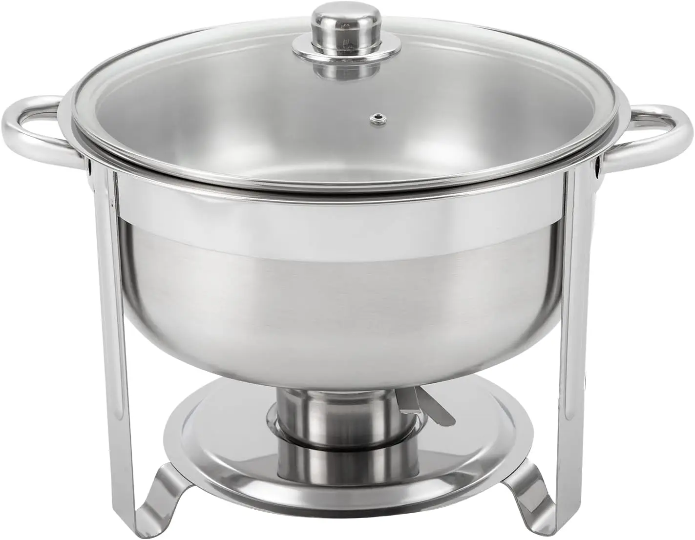 8,5 L Runder Chafing Dish mit Glasdeckel, Edelstahl-Speisenwärmer, Doppelbehälter für Buffet, Catering, Gastronomie & Partys – Detail 4