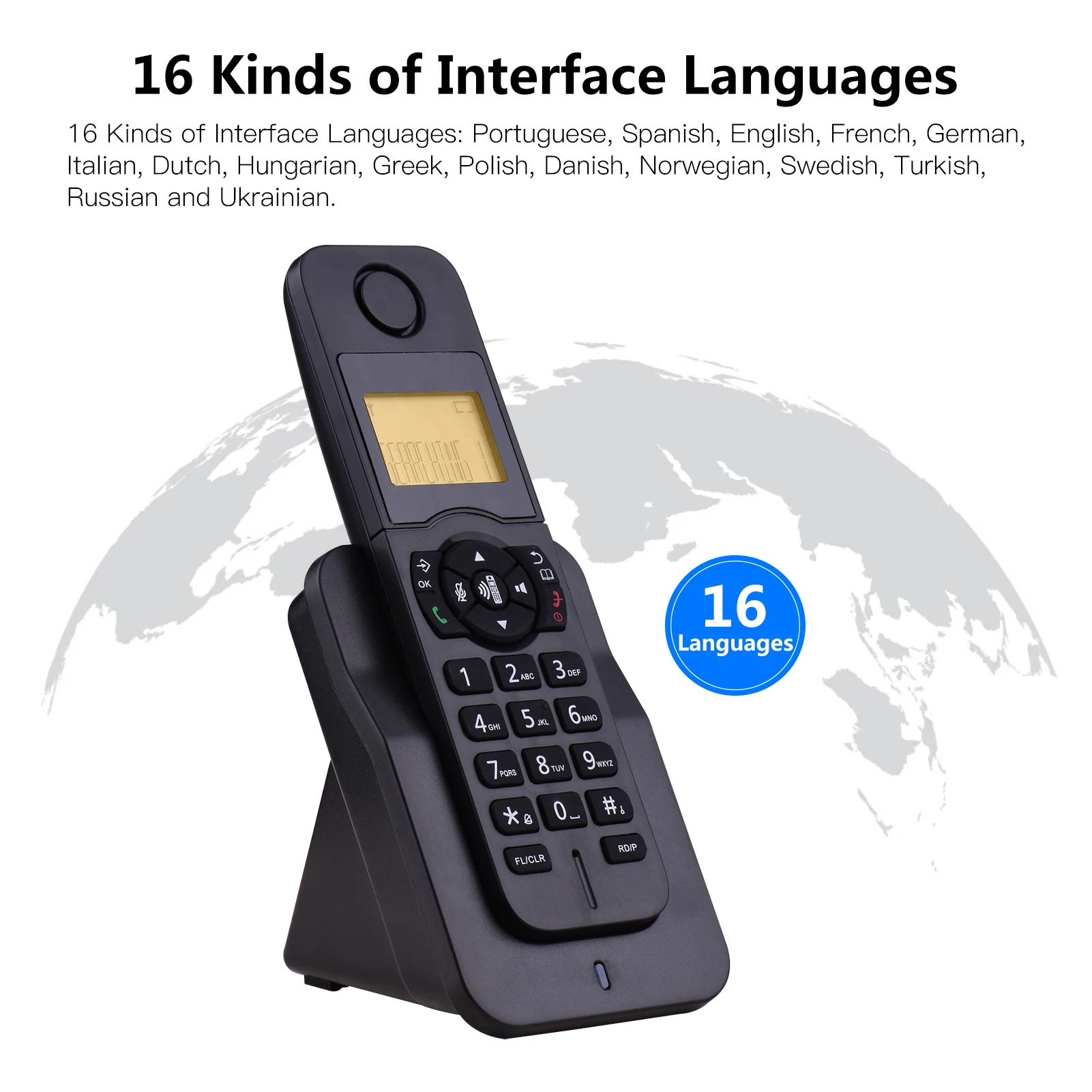 Cordless Phone Bisofice Expandable Cordless Phone Telephone with LCD Display Caller ID 50 Phone Book Memories Hands-free for Office Home Family