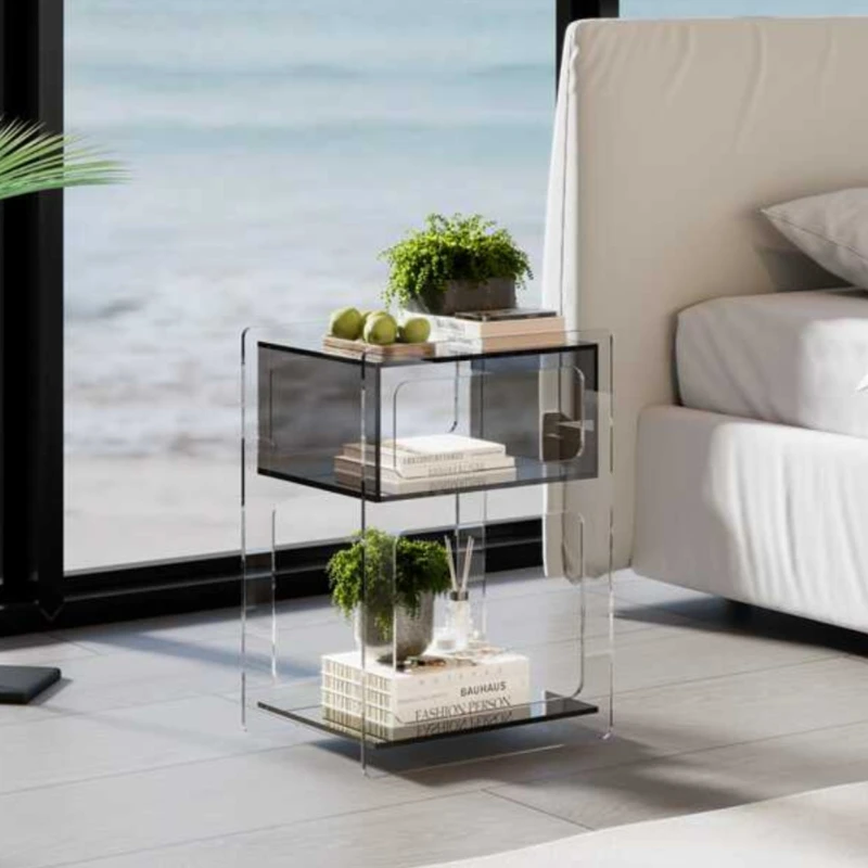 Suspended Acrylic Coffee Table, Small and Simple Bedside Table, High-end Bedroom Creative Side Shelf, Corner Shelf, New, 2024 4