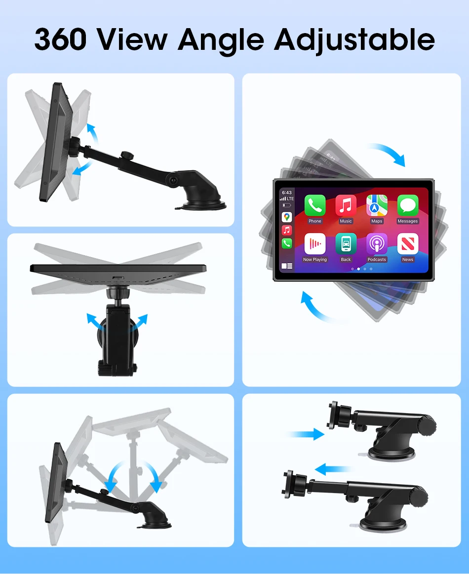 7/8/9 بوصة دعم التوجيه والصورة راديو مرآة السيارة اللاسلكي Carplay أندرويد السيارات الوسائط المتعددة مشغل فيديو شاشة عالمية