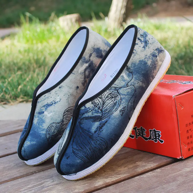 Vintage Taoist priest Kungfu Shoes Chinese bonze Traditional Shoes Wushu Tai Chi Old Peking Martial Art Sneaker
