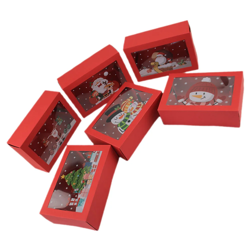 

Christmas Window Gift Box Party Treats Bags Containers Supplies Snack Favors Reusable Paper Boxes Small Goodies Wrapping Candy