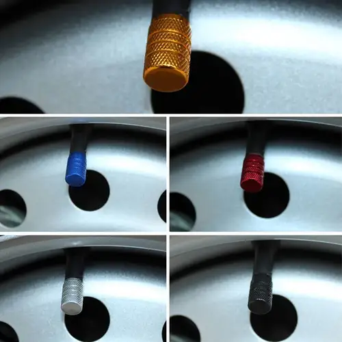 DSYCAR 4Pcs Silver Car Tire Valve Stems Cap Knurling Style Tire Valve Cap Aluminum Tire Wheel Stem Air Valve Cap for US Schrader - Image 5