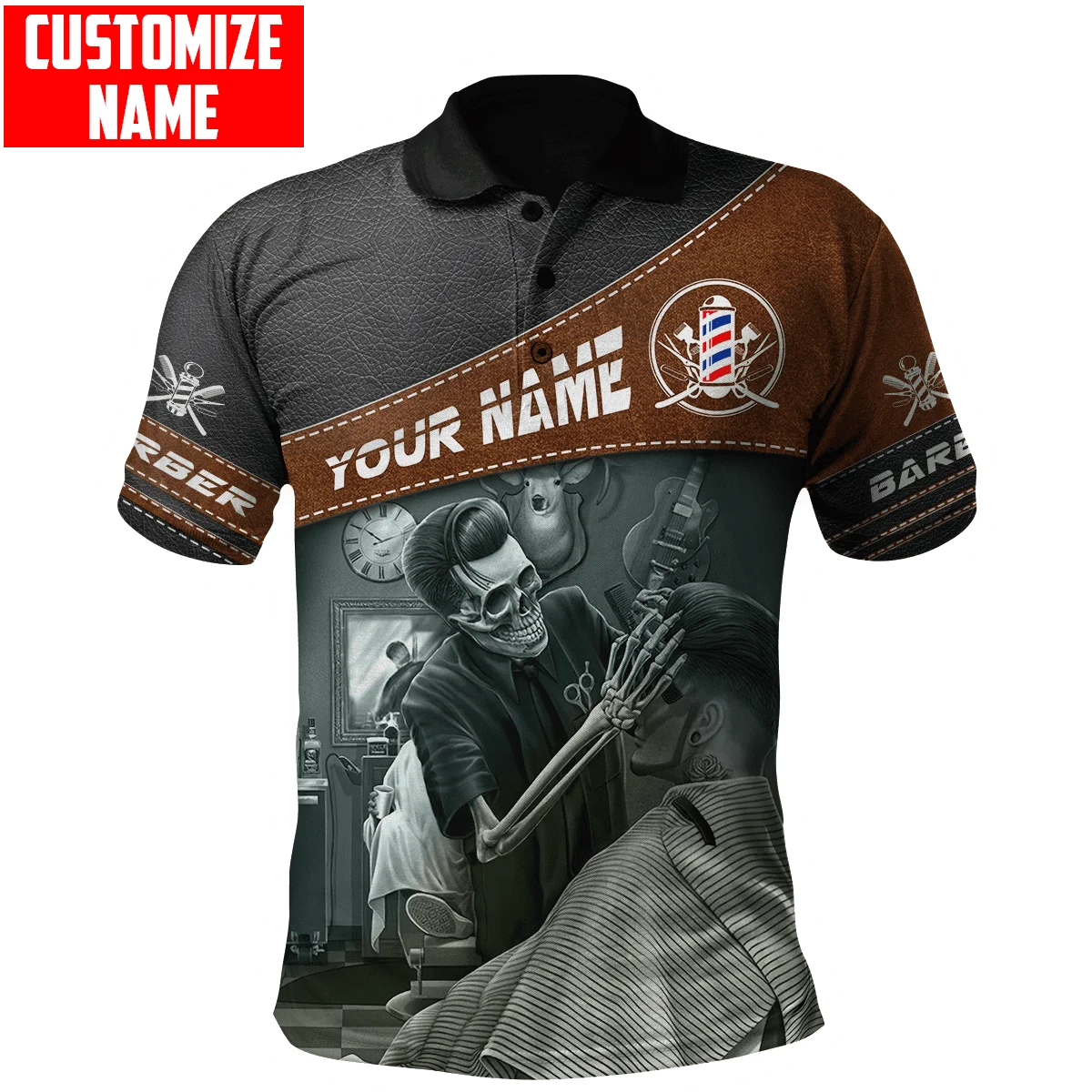 Personalisierter Name Barber 3D All Over Bedrucktes Herren-Poloshirt Sommer Kurzarm-T-Shirt Street Casual POLO-Shirt Tops WK15 – Detail 17