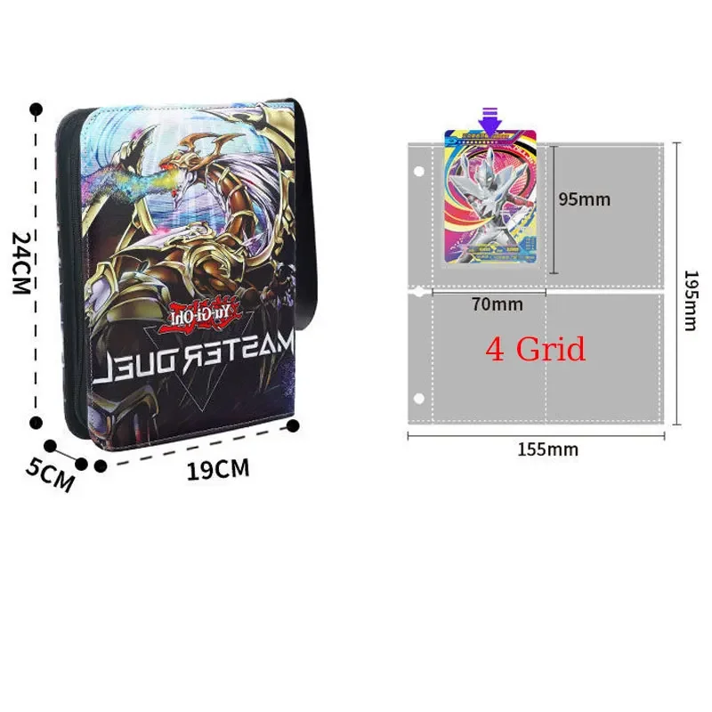 Yu Gi Oh Card Album Book 4 Grid Holds 400 Pieces Card Binder Cards Game Cards Collection Book Birthday Gift for Kid