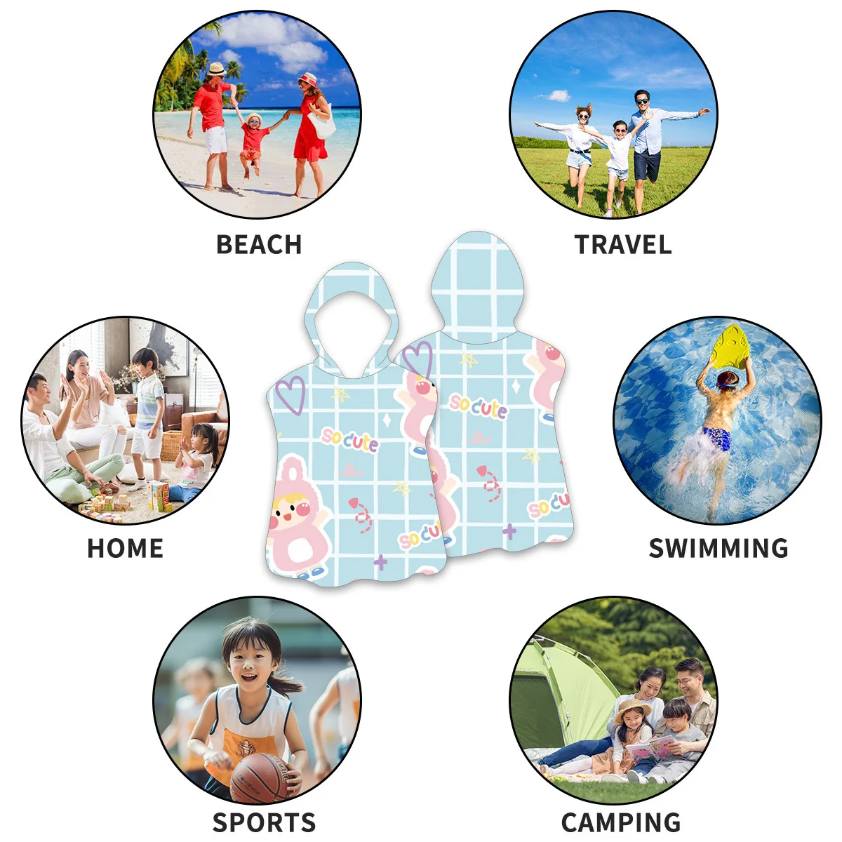 Ultra fine fiber cartoon children's shower hood, baby bath towel, children's bathrobe cape