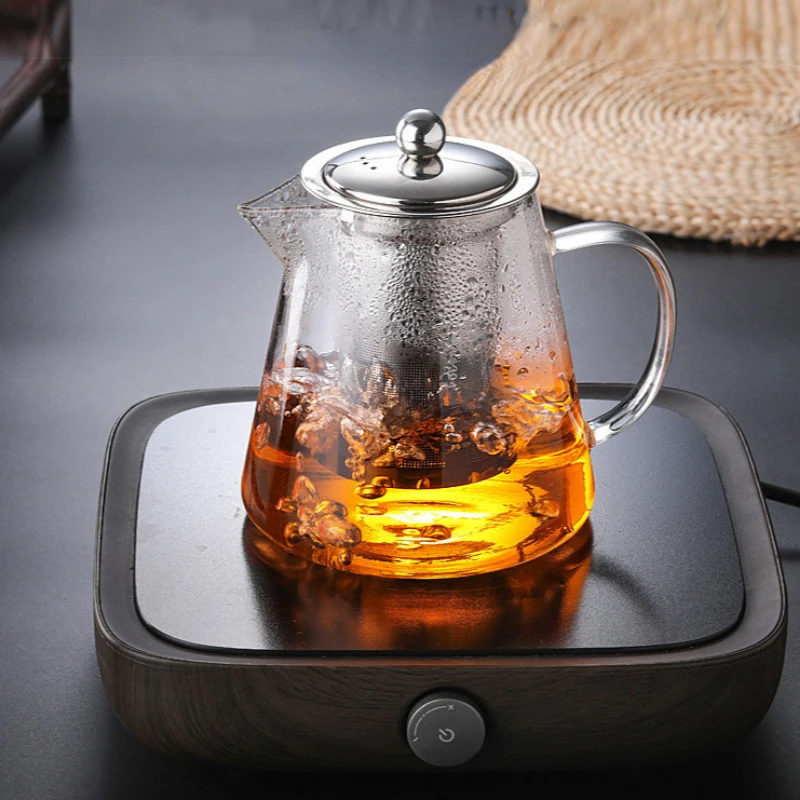 400ml/1350ml Filterable Heat-resistant Thickened Glass Teapot High Borosilicate Glass Flower Tea Pot Heatable Tea Set