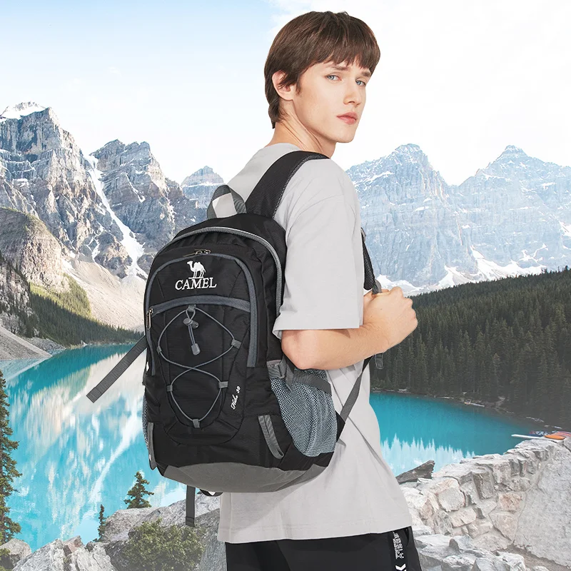 GOLDEN 카멜 남녀공용 방수 배낭, 야외 등산 가방, 캠핑 스포츠 하이킹 배낭, 대용량, 30L