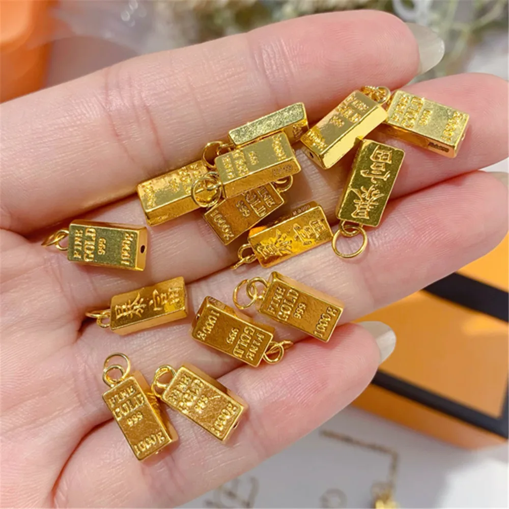 1 Buah Liontin Emas Kuning 24K Murni 3D Lotus Mini Keberuntungan DIY 