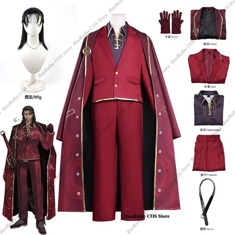Heißer Verkauf: Limbus Company Lei Heng Cosplay-Kostüm mit Perücke, Hut und Handschuhen – Anime-Charakter-Outfit für Halloween, Karneval und Weihnachten – Herren-Cosplay
