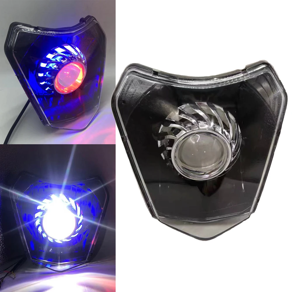 Motorcycle LED Headlight Headlamp Head Light Supermoto With Angel Eyes DRL Head For KTM EXC SXF Daylight Running Light MX Enduro