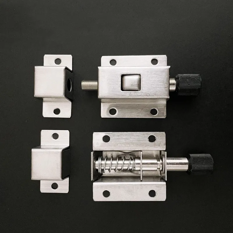 1PCSelfelasticLatchStainlessSteelSilverDoorLatchSlidingLockBarrelBoltAutomatic