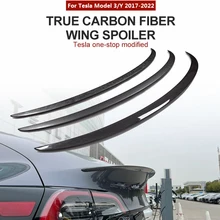 Model 3 2022 New Car Trunk Wing Original Spoilers For Tesla Model Y Spoiler 2021 Accessories Real Carbon Fiber Accessory