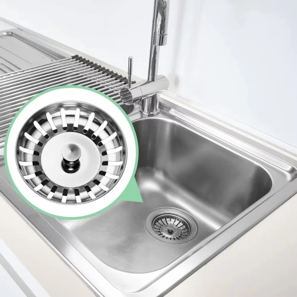 1PC Waste Plug Sink Strainer Basin Drain Filter Stainless Steel Fixing Pin Kitchen Home Accessories
