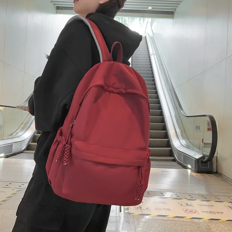 Personalized Minimalist Backpack For Women Solid Color Backpack For High School Students Campus Fashion Large Capacity school bag