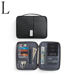 Family Travel Passport Holder - Multi-Functional Wallet & Document Organizer (L lack)