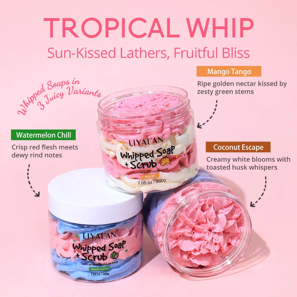 Whipped Soap Bath Cleansing Exfoliating Body Wash Moisturizing Smooth Skin Rainbow Scrub Soften Shave Vegan Handmade Shower Soap whipped soap