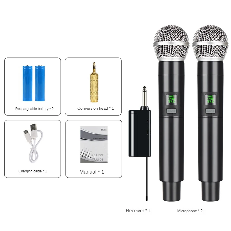 

Wireless Microphone Professional UHF Recording Karaoke Handheld Channel Lithium Battery For Stage Church Party School