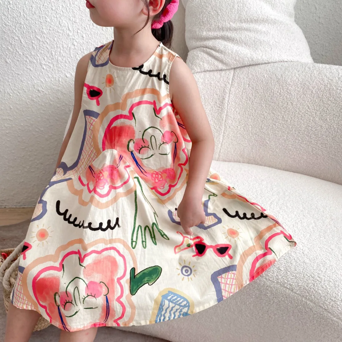 

Girl Clothes Dress Baby Kids Casual Girls Dresses Vestidos A-LINE Graffiti Party Princess Girl Dresses Children Clothes Girls