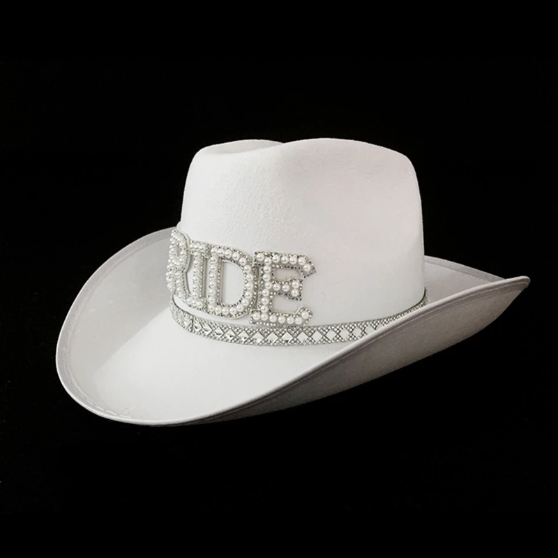 Bride Letter Cowgirl Hat Novelty Large Brim Hat Summer Beach Hat Cowgirl Hat DXAA 5