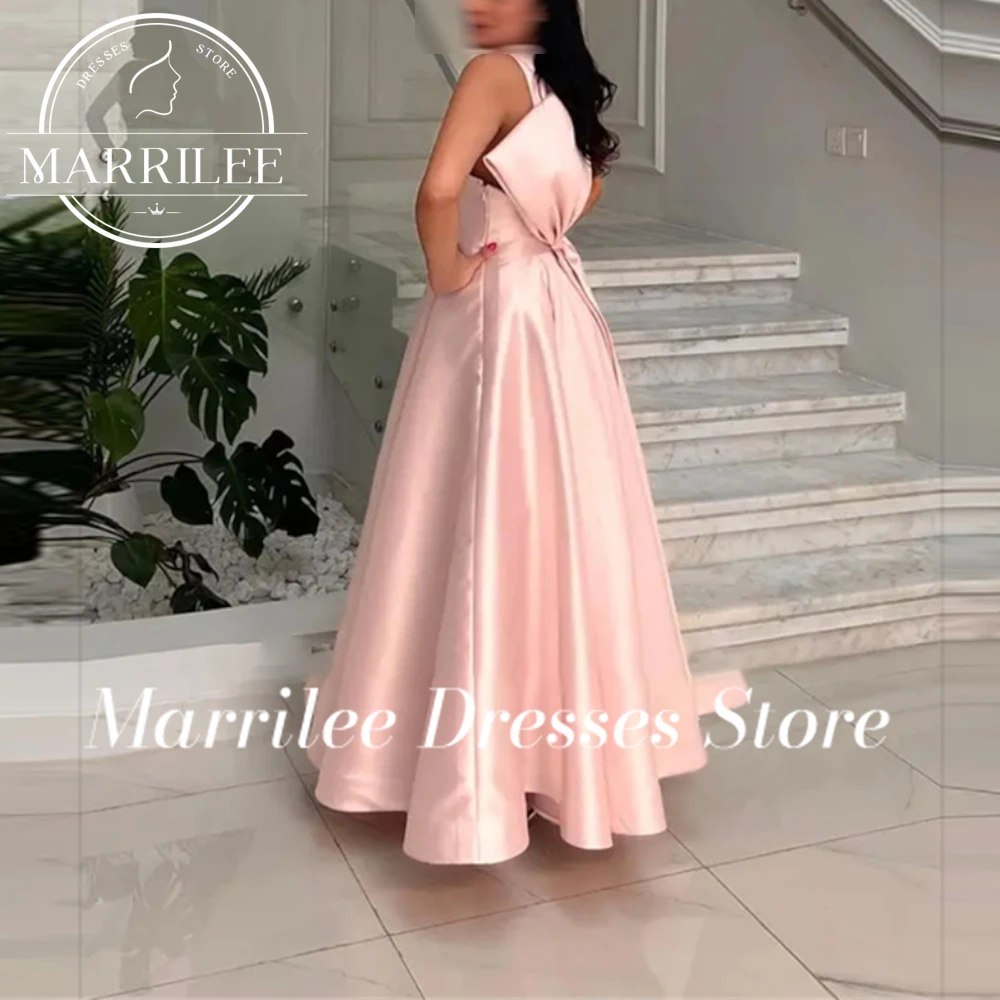 Marrilee Princess  Customized Big Bow Stain Evening Dress Elegant A-Line Sleeveless Floor Length Pleated Prom Gowns Robe 2024 3