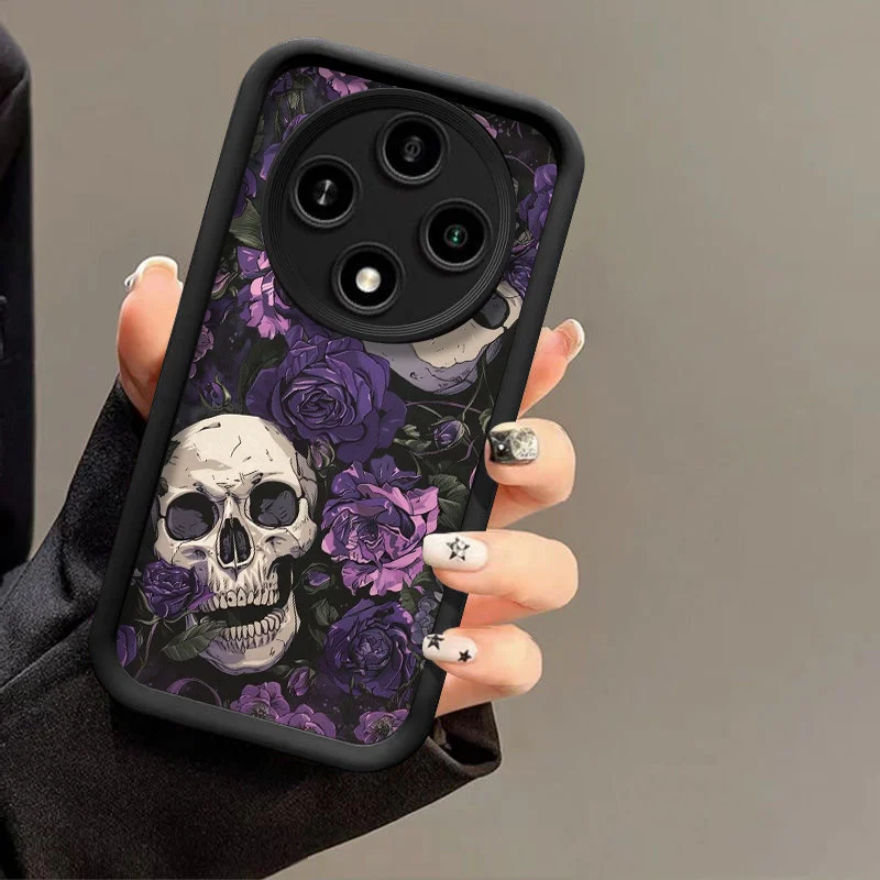 Rose Skull Horror Silicone Soft Phone Case Cover