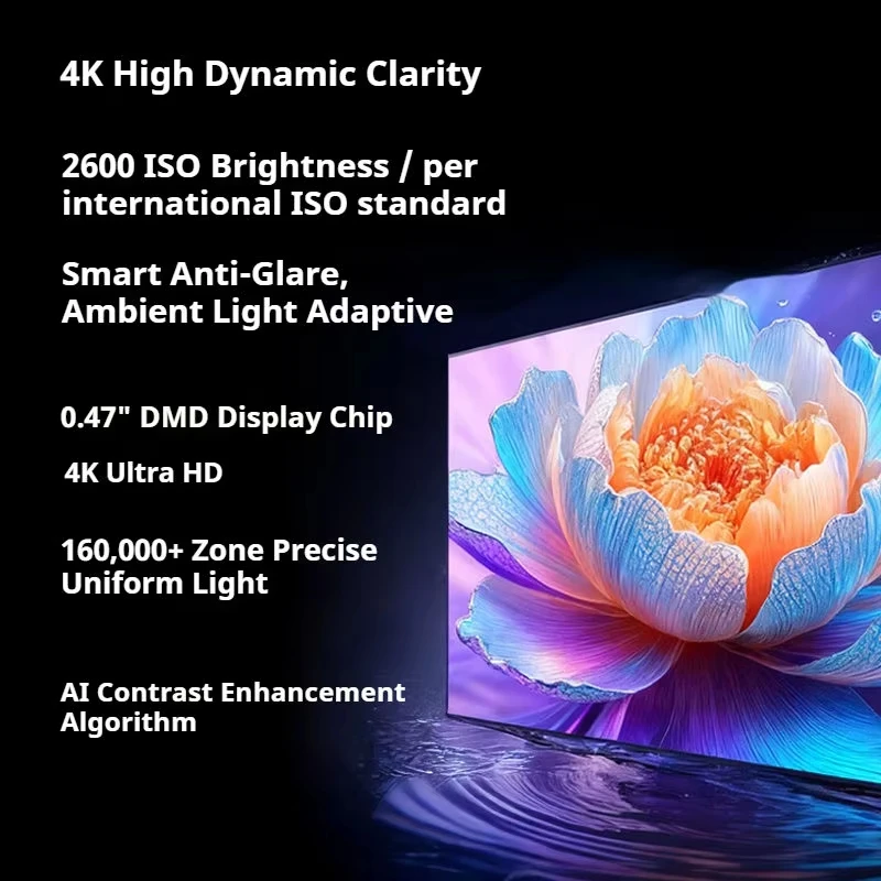 스마트 홈 프로젝터 4K 4GB 64GB WiFi 5 20W 트리플 RGB 레이저 초단초점 풀 프로젝터 JMGO O3 Pro