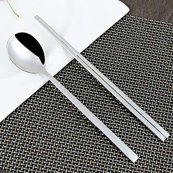 Set di stoviglie Set di stoviglie coreane in acciaio inossidabile 304 Posate da campeggio Bacchette Set di stoviglie di lusso 1