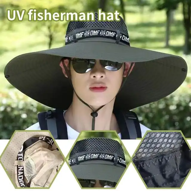 Description Picture 4 of itemSummer Large Sun Hat Men Women Breathable Fishing Caps Sun UV Protection Mesh Fisherman Hat Hiking Outdoor Beach Cap Wholesale