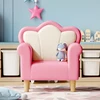 Upholstered Kids Sofa Princess Armchair Children Petal Shape Toddler Sofa Chair For Playroom Children's Bedroom Pink+white 1