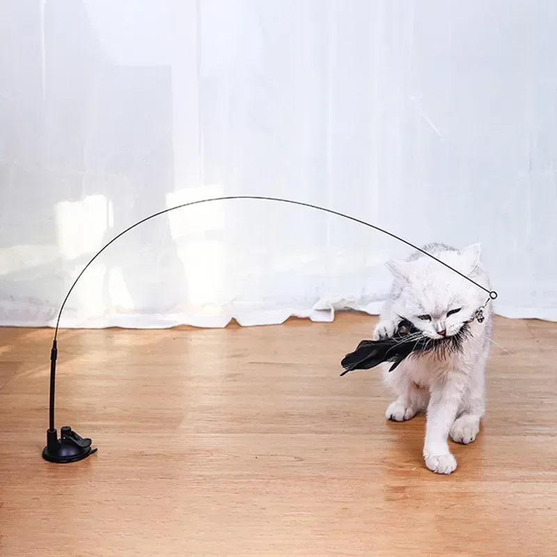 

Bird/feather Handfree Interactive Teaser Kitten Suction Cat Stick Pet Supplies Toy Wand Playing Cup