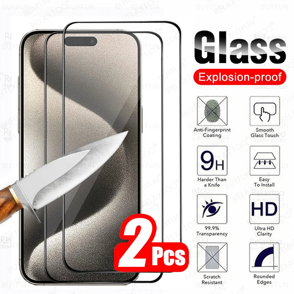 Per Iphone 15 Pro Max Glass 2Pcs Vetro Temperato Iphone15 Plus Iphone15Pro 15Pro I15 Promax 5G Pellicola Protettiva Per Schermo Armatura