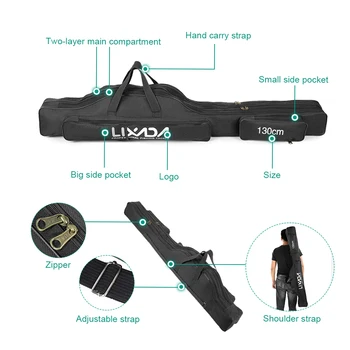 100cm/130cm/150cm Fishing Bag Portable Folding Fishing Rod Reel Bag Fishing Pole Gear Tackle Tool Carry Case Carrier Travel Bag 3