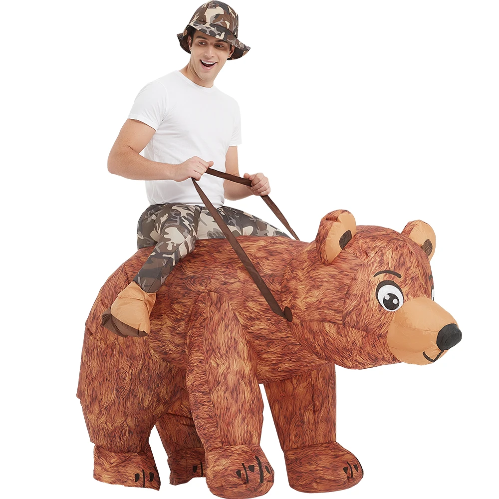 

Bear Inflatable Costume Riding On Bear Air Blow up Funny Fancy Dress Party Halloween Costume for Adult