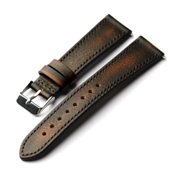 Hand - Painted Genuine Leather Strap, Quick Release, Ultra - Thin and Soft - 22mm (B silver buckle)