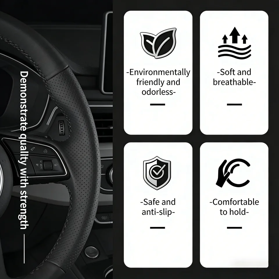 Maßgeschneiderte, handgenähte, vollflächige ROADQTER Cabriolet De 2-Speichen-Lenkradabdeckung 2005 2006 2007 für Smart 452 – Detail 2